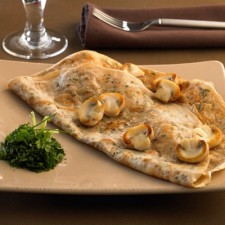 Booster pancake with chopped parsley and mushrooms